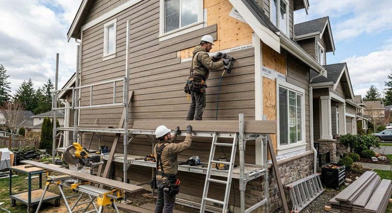 Faux Wood Siding Installation in Acton, ME